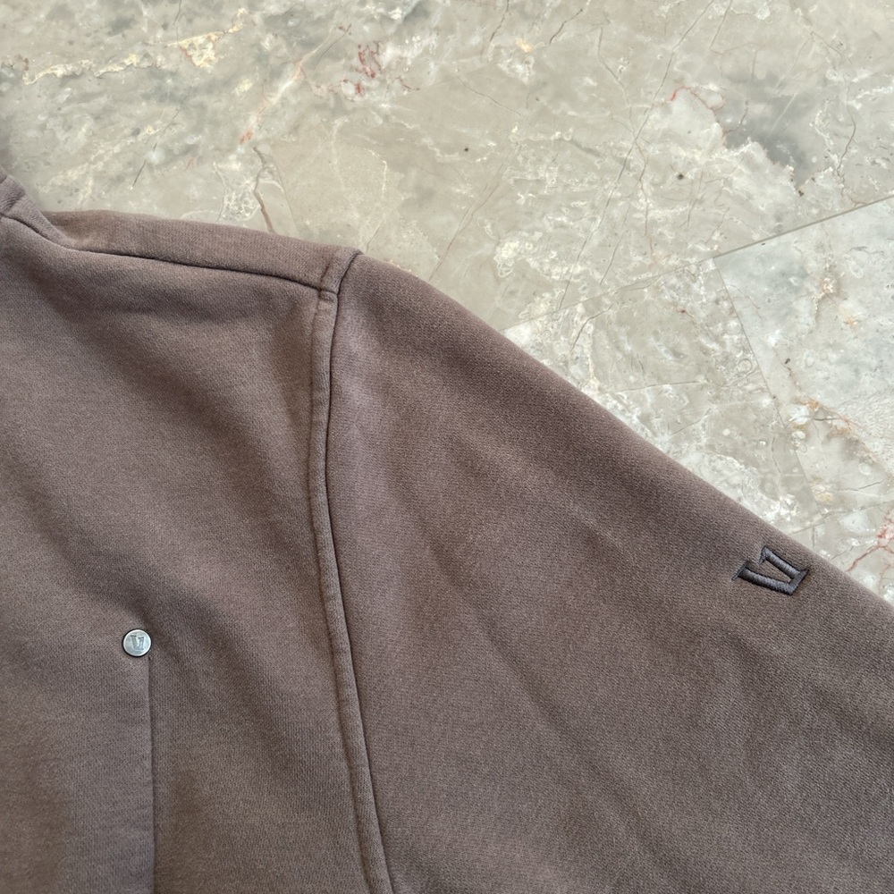 Vuori Full Zip Hoodie Brown Large 22.5x28 Organic Cotton Fleece - Picture 4 of 6